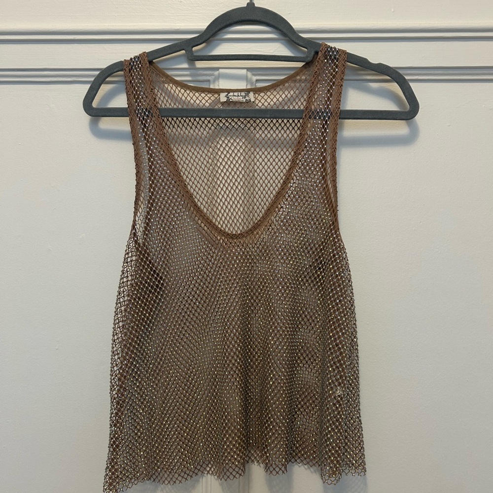 Free People Mesh Tank Top with Gems